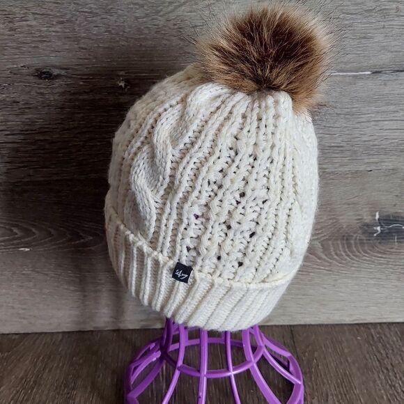 Women's San Francisco Giants '47 Cream Meeko Cuffed Knit Hat with Pom - Picture 3 of 5